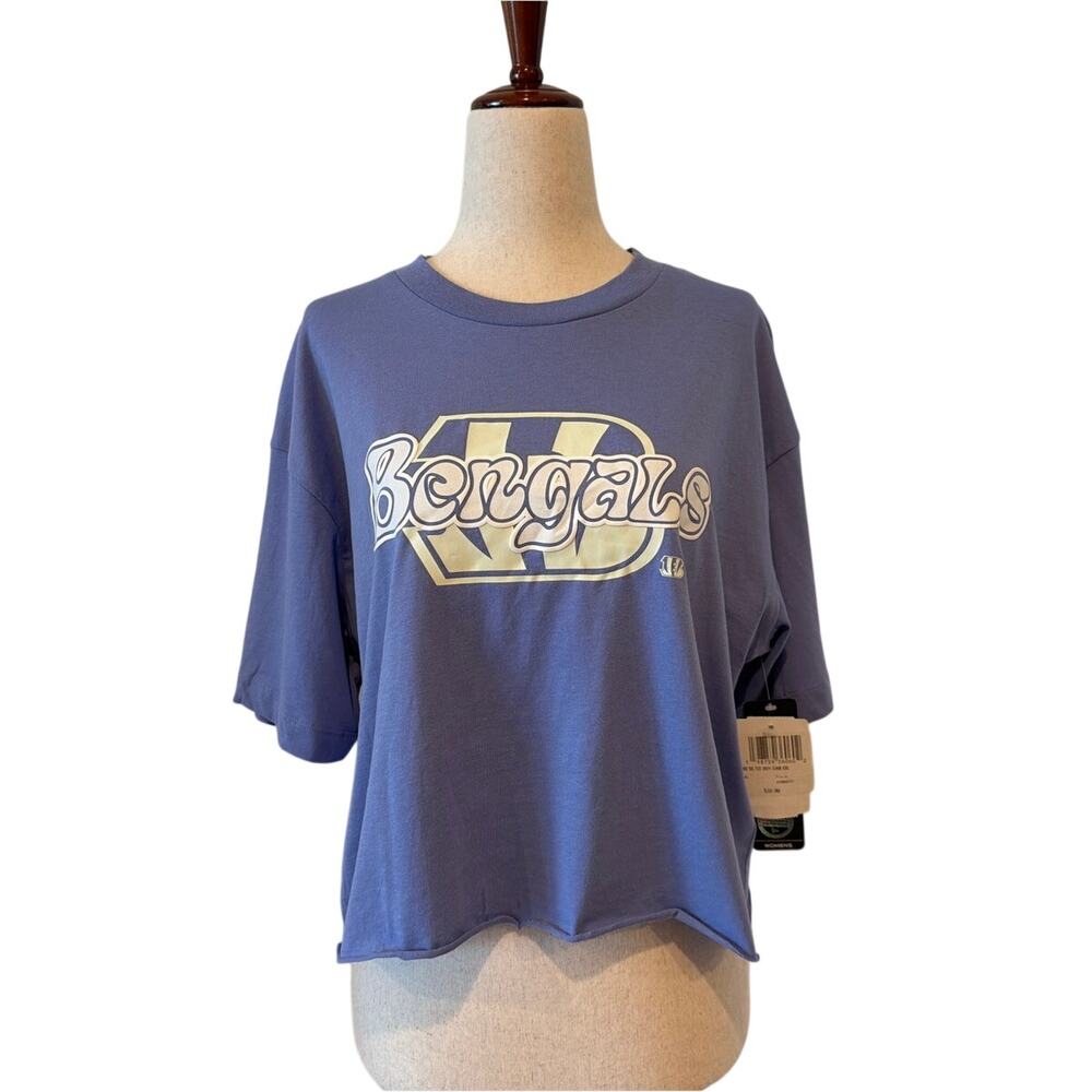 NFL Team Apparel Cincinnati Bengals Boxy Cropped T-Shirt, Women's Medium